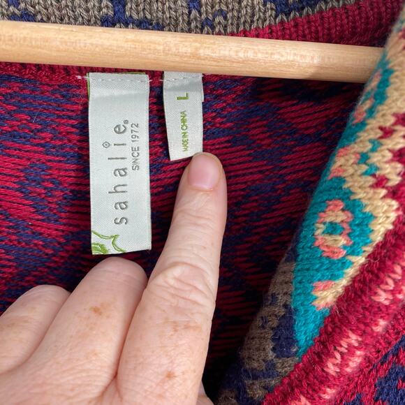 Sahalie Cardigan Women’s Large Aztec Southwest Western Fall Cowgirl Lagenlook - Picture 3 of 9